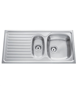 EWI Evier cuisine a encastrer 1,5 bac + 1 égouttoir Agate - Inox nid d'abeille - 100 x 50 cm