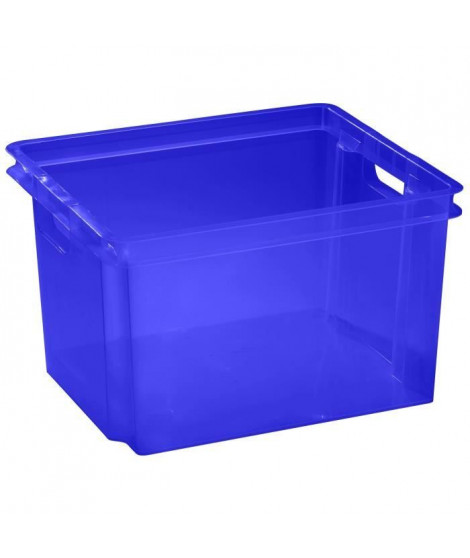 ALLIBERT Boîte de rangement bleu transparent Crownest - Empilable - 30 L