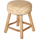 DEKO & CO Tabouret Venture en bois et rotin canné - Ø38 x H47 cm - Beige