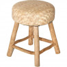 DEKO & CO Tabouret Venture en bois et rotin canné - Ø38 x H47 cm - Beige