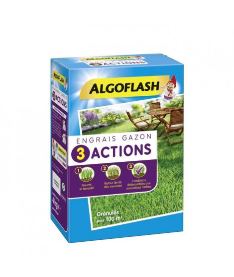 ALGOFLASH Engrais gazon 3 actions - 4 kg