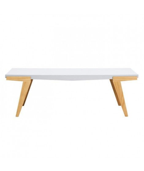 TINA Table basse - Décor blanc ciré - L 110 x P 56 x H 35 cm
