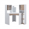 DELTA Bureau d'angle avec multiples rangements - Décor boir et blanc - L 125 x P 99,5 x H 140,5 cm