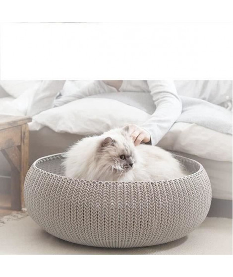 CURVER Panier de couchage rond aspect tricot Cozy Pet Bed - Pour chat et chiot