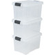 IRIS OHYAMA Lot de 3 boîtes de rangement avec fermeture clic - Power Box - SK-210  - Transparent - 21 L - 46 x 29, 7 x 25, 7 cm
