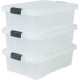 IRIS OHYAMA Lot de 3 boîtes de rangement avec fermeture clic - Power Box - SK-230 - Transparent - 25 L - 59 x 38,5 x 18 cm