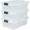 IRIS OHYAMA Lot de 3 boîtes de rangement avec fermeture clic - Power Box - SK-230 - Transparent - 25 L - 59 x 38,5 x 18 cm