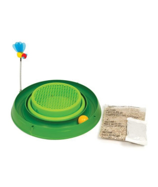 CAT IT Cuircuit 3 en 1 avec balle et jardiniere d'herbe - Ø 36 cm - Vert - Pour chat