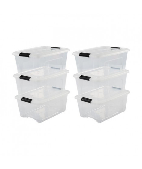 IRIS OHYAMA Lot de 6 boîtes de rangement empilables - Transparent - 30 L - 58 x 39,5 x 20,5 cm