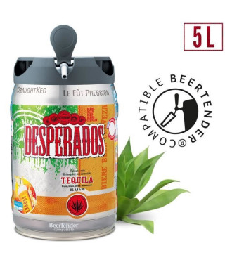 DESPERADOS Fût de biere Blonde Téquila - Compatible Beertender - 5 L