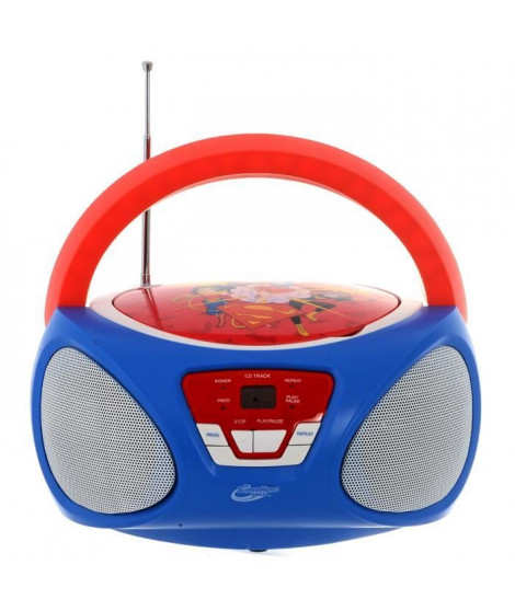 SUPER HERO GIRLS Boombox CR1-02393 - Radio-réveil et lecteur CD - Bleu et rouge