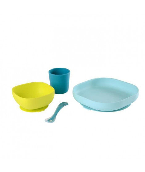 BEABA Set vaisselle silicone 4 pieces - blue
