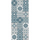 AMADORA Tapis 100% vinyle - Imitation carreau de ciment - 49,5x112,5 cm - Epaisseur 1,5 mm - Bleu, blanc et gris