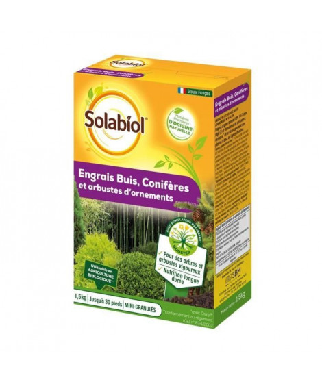 SOLABIOL SOCONY15 Engrais Coniferes Et Arbustes D'ornement - 1,5 Kg