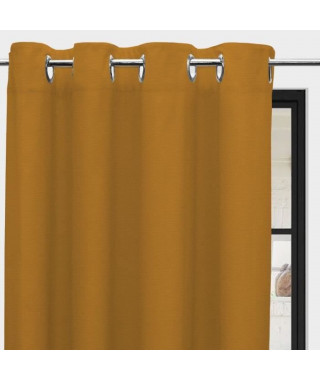 SOLEIL d'OCRE Rideau a oeillets Panama - Pur coton - 135 x 250 cm - Jaune