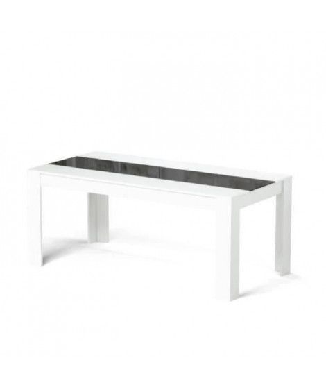 DAMIA Table a manger de 6 a 8 personnes style contemporain blanc et noir mat - L 180 x l 90 cm