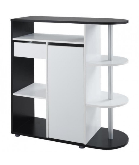 DAMIA Table bar style contemporain noir et blanc mat - L 100 x l 40 cm