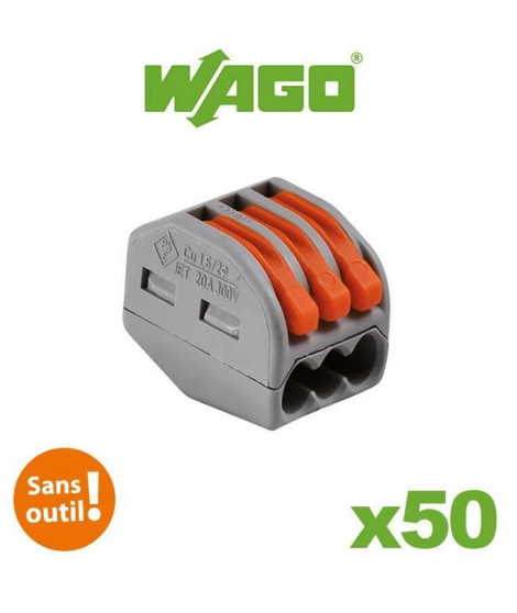 WAGO Pack de 50 Bornes de connexion automatique S222 3 entrées par 50