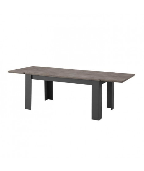 DESSY Table a manger extensible de 6 a 10 personnes style contemporain gris mat et décor bois - L 160 - 239 x l 90 cm