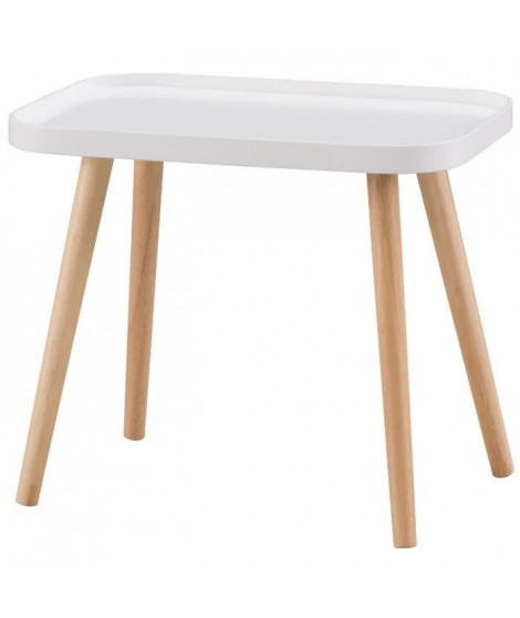 GALET Table basse style contemporain blanc laqué mat - L 50 x l 34 cm