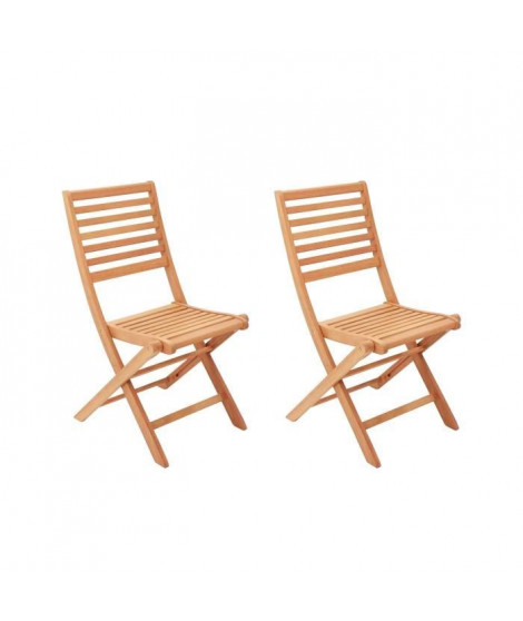 Lot de 2 chaises pliantes de jardin en eucalyptus FSC - 57,5x46,5x90cm