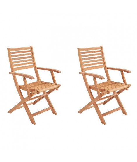 Lot de 2 fauteuils pliantes de jardin en eucalyptus FSC - 57,5x56x90cm