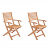 Lot de 2 fauteuils pliantes de jardin en eucalyptus FSC - 57,5x56x90cm