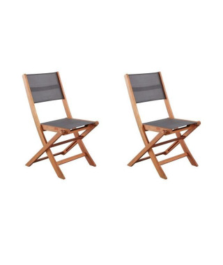 Lot de 2 chaises en bois d'acacia FSC et textilene - Gris