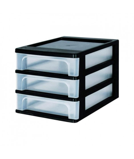 IRIS OHYAMA Tour de rangement 3 tiroirs - Plastique - Noir - 12 L - 35,5 x 26 x 25,5 cm