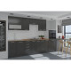 LASSEN Cuisine complete L 300 cm avec demi colonne four et hotte - Gris Matera