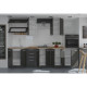 LASSEN Cuisine complete L 300 cm avec demi colonne four et hotte - Gris Matera