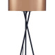 Lampadaire Trépied Métal Noir - Abat jour Cuivre et Chromé - Diam 34 x H 140 cm