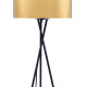 Lampadaire Trépied Métal Noir - Abat jour Doré et Chromé - Diam 34 x H 140 cm