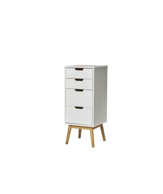 HAVANA Chiffonier 4 tiroirs- Décor chene et Blanc - L 40 x P 40 x H 94 cm