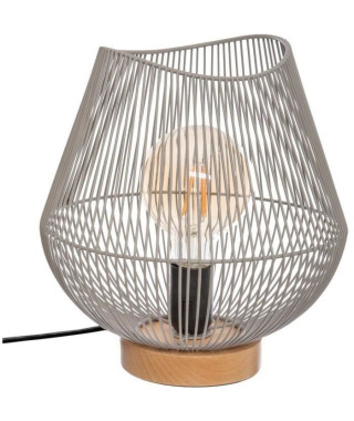 Lampe a poser en métal filaire - E27 - 40 W - H. 28 cm - Gris