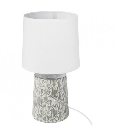 Lampe a poser en gres - E27 - 60 W - H. 35,5 cm - Gris