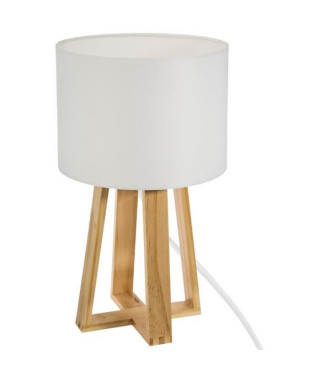 Lampe sur pied en bois - H. 34,5 cm - Blanc