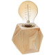 Lampe socle en bois - E27 - 25 W - H. 8 cm - Beige