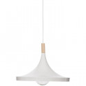 Suspension en métal et bois - E27 - 40 W - H. 23 cm - Blanc