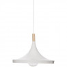 Suspension en métal et bois - E27 - 40 W - H. 23 cm - Blanc