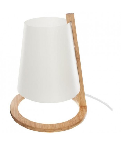 Lampe en bambou - E14 - 40 W - H. 26 cm - Blanc