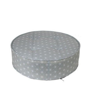 HOME DECO Factory Pouf rond - 50 cm - Gris motif blanc M2 HD3918