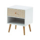 CAPUCINE Table de chevet - Blanc et chene - L 40 x P 33 x H 49cm