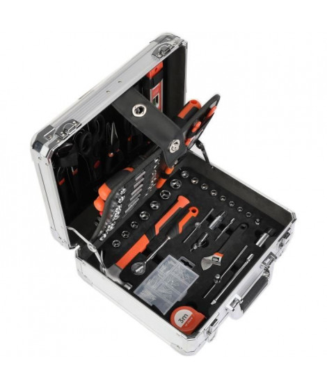 MANUPRO Valise en aluminium a outils 725 outils et accessoires - acier et chrome vanadium