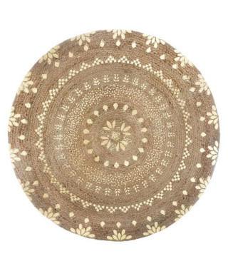 Tapis de salon en jute - Ø 115 cm - Doré