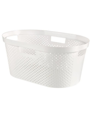 CURVER Panier a linge 40L Infinity Dots - Plastique recyclé - Blanc