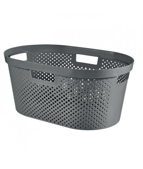 CURVER Panier a linge 40L Infinity Dots - Plastique recyclé - Gris