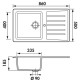 EWI Evier cuisine a encastrer 1 bac + 1 égouttoir Emeraude - Résine - 86 x 50 cm - Blanc