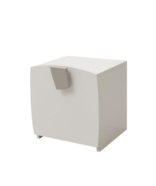 FREEZY Table de chevet enfant  1 Porte - Mdf - Blanc/Gris - L38,5 x P35 x H37,3 cm