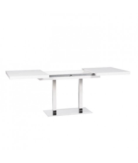 Table a manger avec 2 allonges - Acier inoxydable et blance - L 120/200 x P 80 x H 75 cm - BRONXY